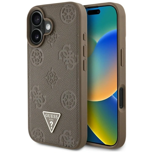 Buy Guess Grained Hot Stamp Peony Triangle Logo MagSafe Apple iPhone 16 brown - GUE4517 - {ean13} - Home Screen Store Europe