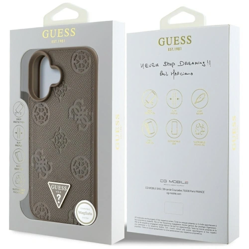 Buy Guess Grained Hot Stamp Peony Triangle Logo MagSafe Apple iPhone 16 brown - GUE4517 - {ean13} - Home Screen Store Europe
