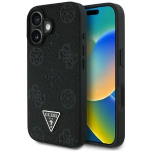 Buy Guess Grained Hot Stamp Peony Triangle Logo MagSafe Apple iPhone 16 black - GUE4518 - {ean13} - Home Screen Store Europe