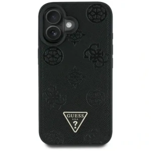 Buy Guess Grained Hot Stamp Peony Triangle Logo MagSafe Apple iPhone 16 black - GUE4518 - {ean13} - Home Screen Store Europe