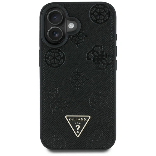Buy Guess Grained Hot Stamp Peony Triangle Logo MagSafe Apple iPhone 16 black - GUE4518 - {ean13} - Home Screen Store Europe