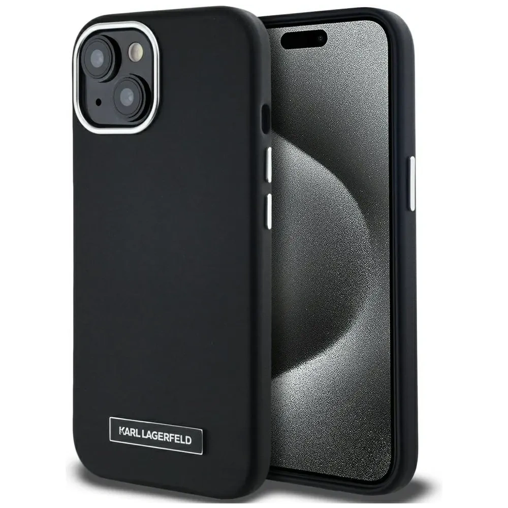 Etui Karl Lagerfeld FW Metal Plate MagSafe do Apple iPhone 15 czarny