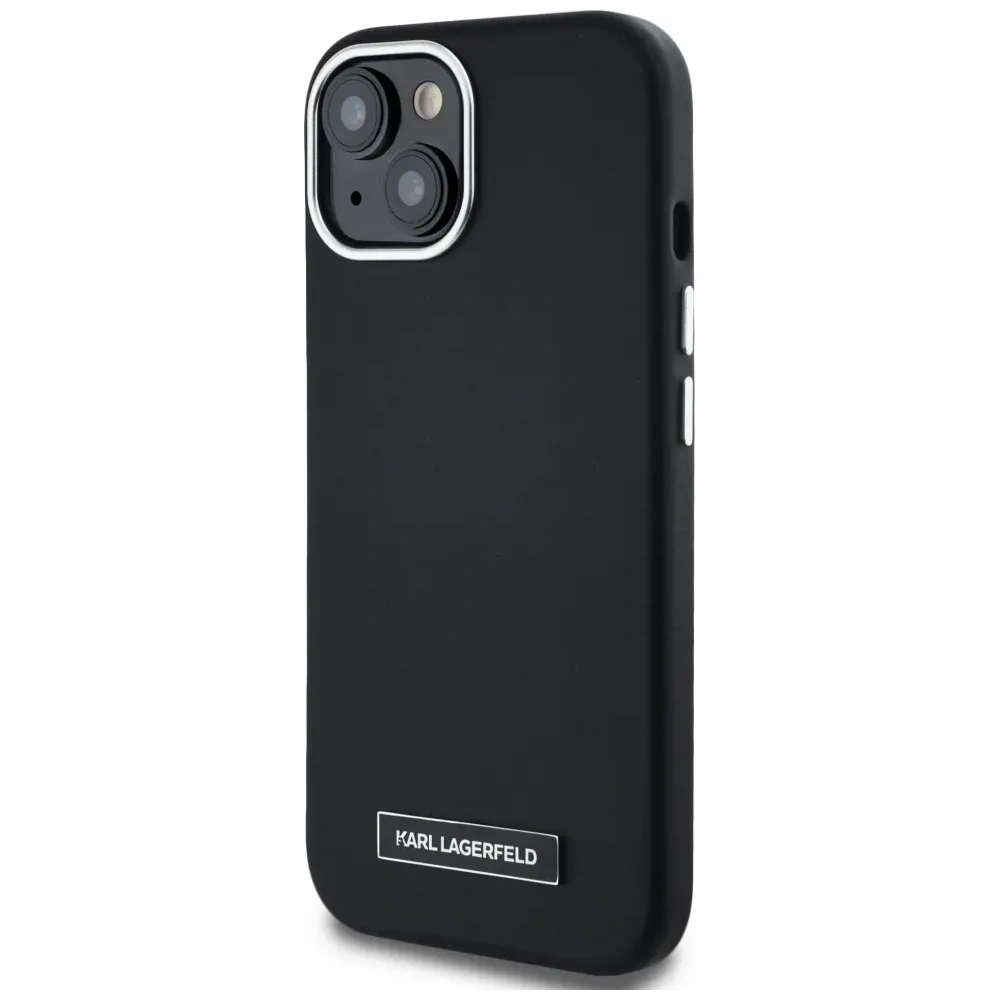 Etui Karl Lagerfeld FW Metal Plate MagSafe do Apple iPhone 15 czarny