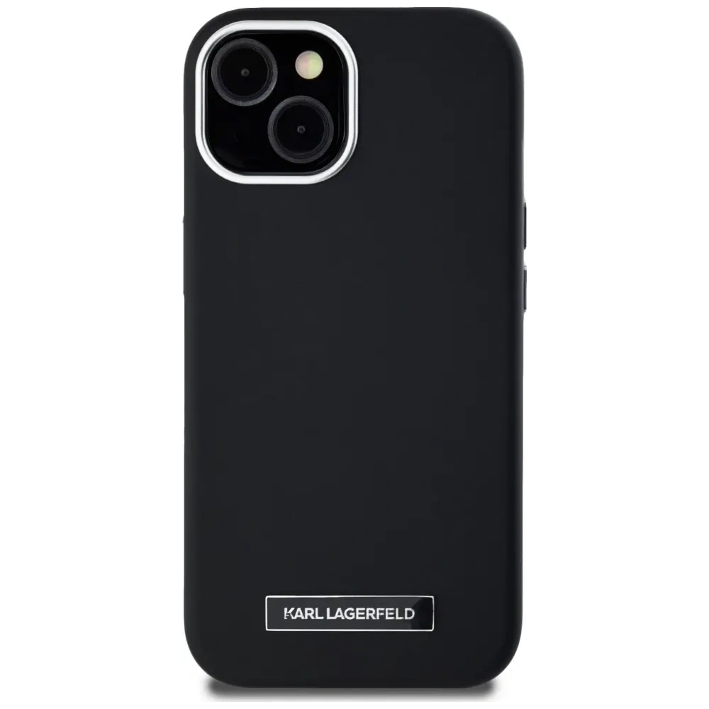 Etui Karl Lagerfeld FW Metal Plate MagSafe do Apple iPhone 15 czarny