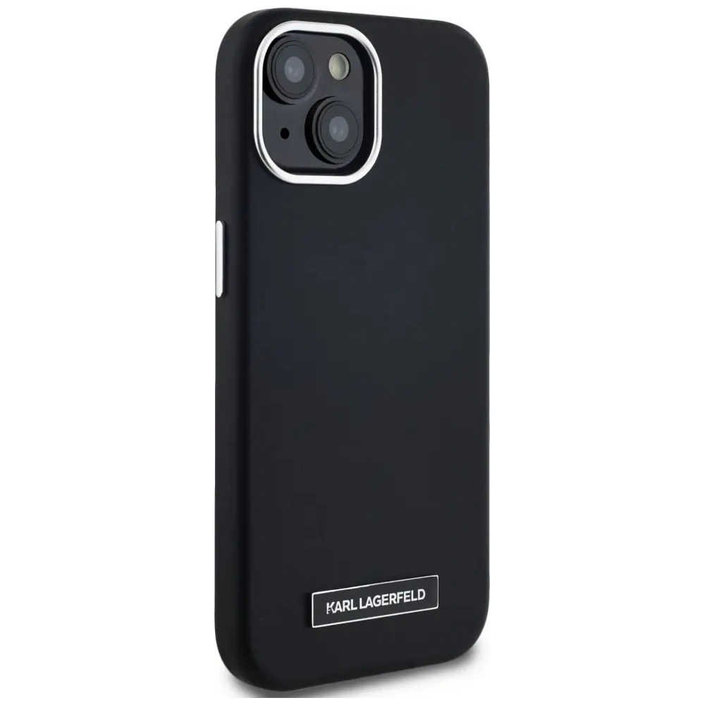 Etui Karl Lagerfeld FW Metal Plate MagSafe do Apple iPhone 15 czarny