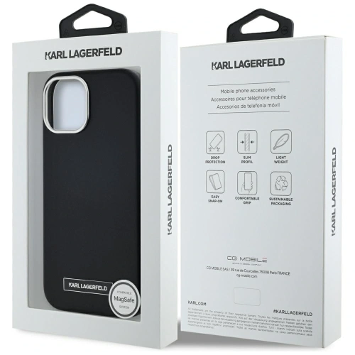 Kup Karl Lagerfeld FW Metallplatte MagSafe Apple iPhone 15 schwarz - KLD22001 - {ean13} - Sklep Home Screen