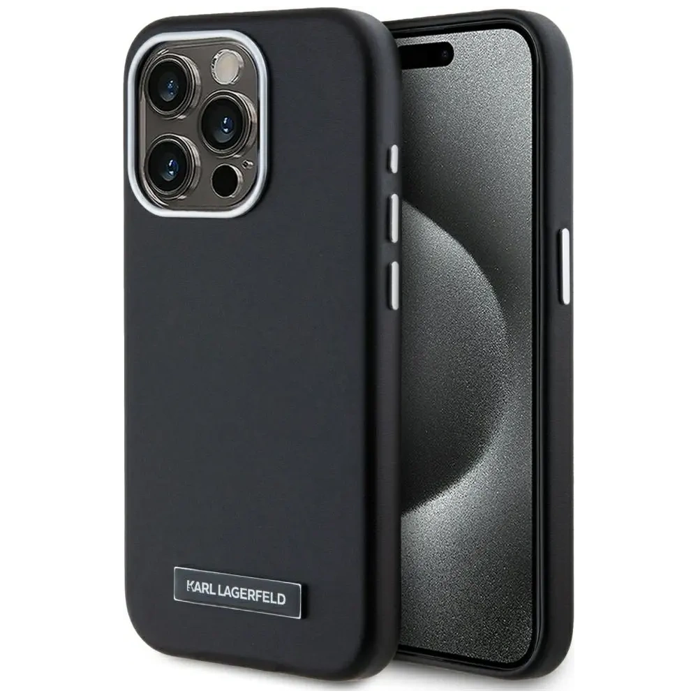 Etui Karl Lagerfeld FW Metal Plate MagSafe do Apple iPhone 15 Pro czarny
