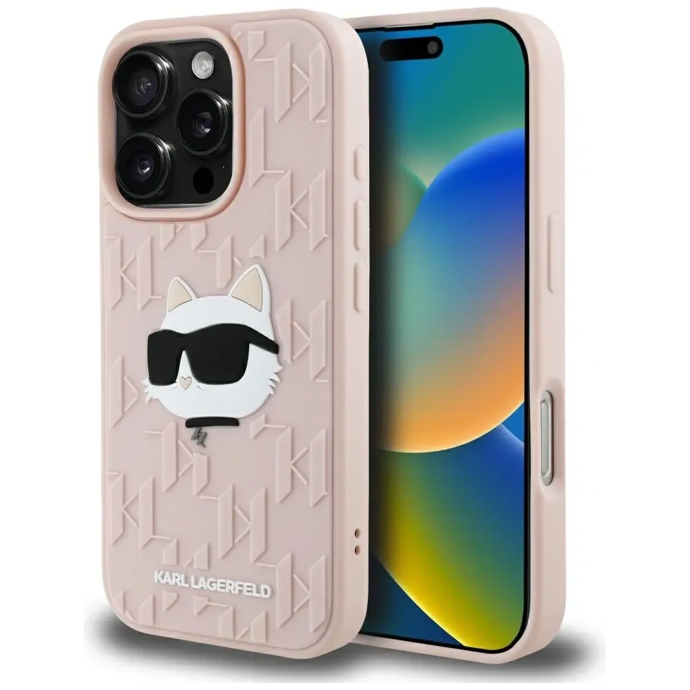 Etui Karl Lagerfeld 3D Rubber Monogram & Choupette do Apple iPhone 16 Pro Max różowy