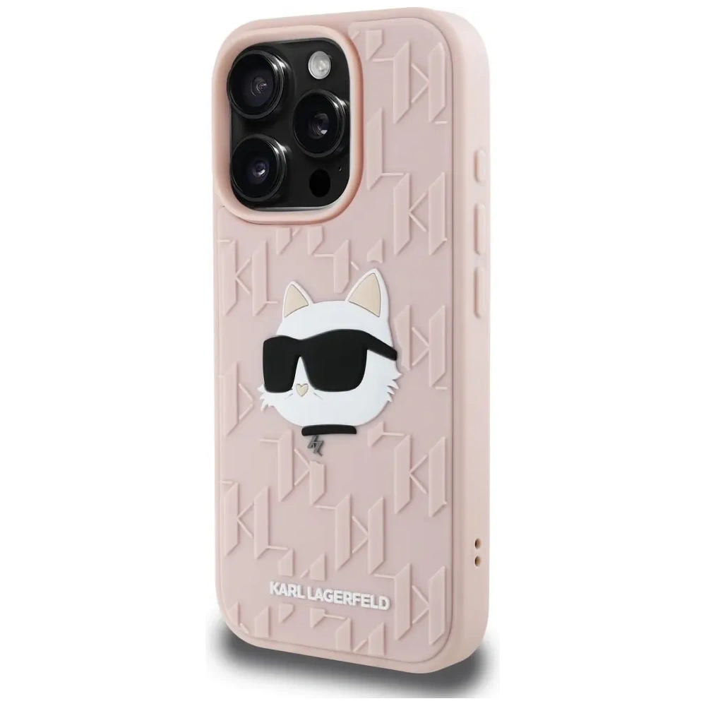 Etui Karl Lagerfeld 3D Rubber Monogram & Choupette do Apple iPhone 16 Pro Max różowy