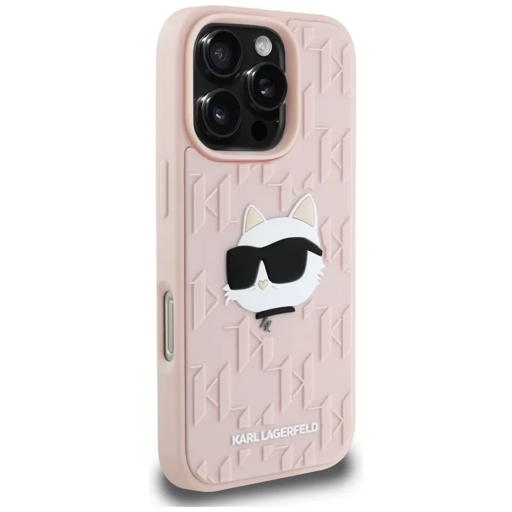 Etui Karl Lagerfeld 3D Rubber Monogram & Choupette do Apple iPhone 16 Pro Max różowy
