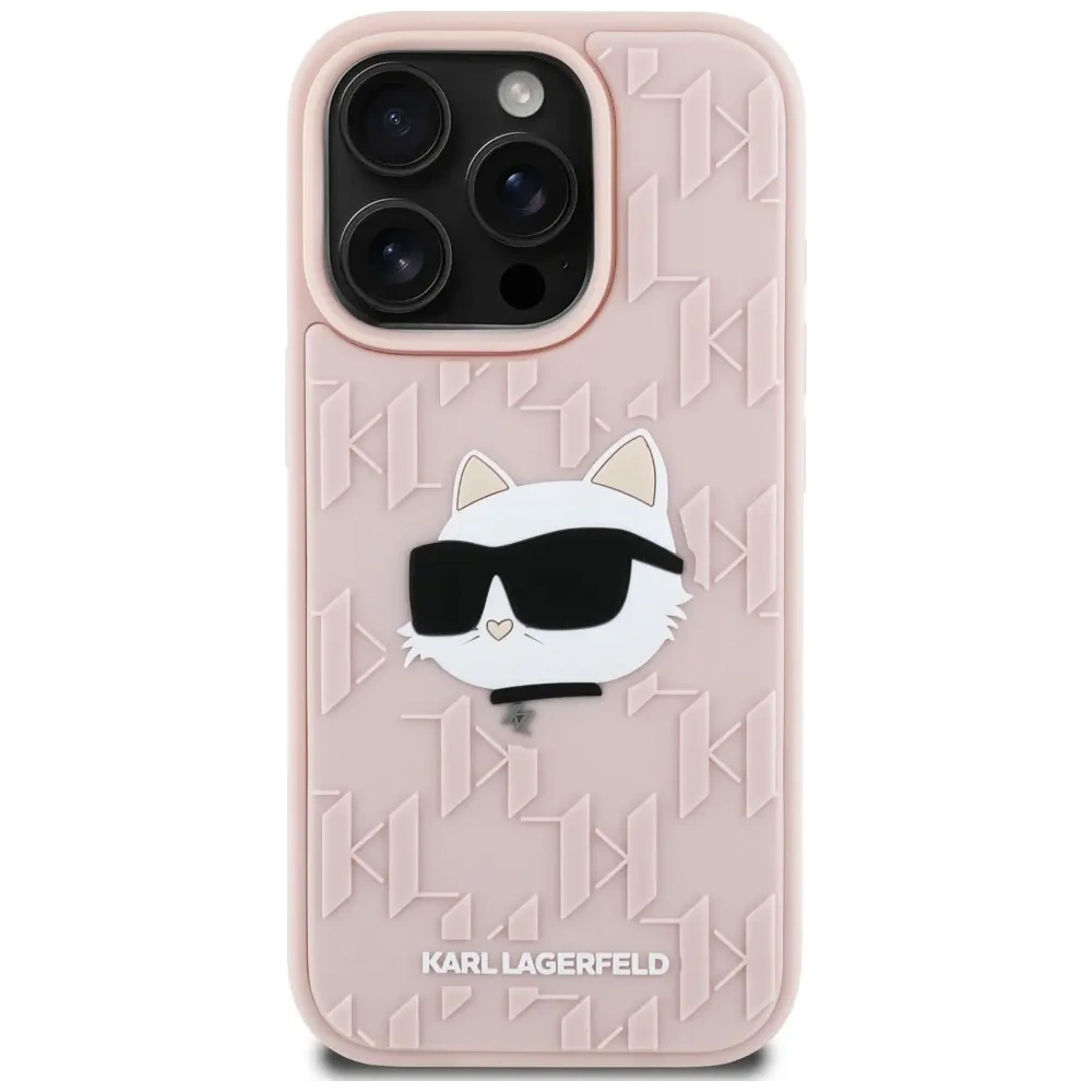 Etui Karl Lagerfeld 3D Rubber Monogram & Choupette do Apple iPhone 16 Pro różowy