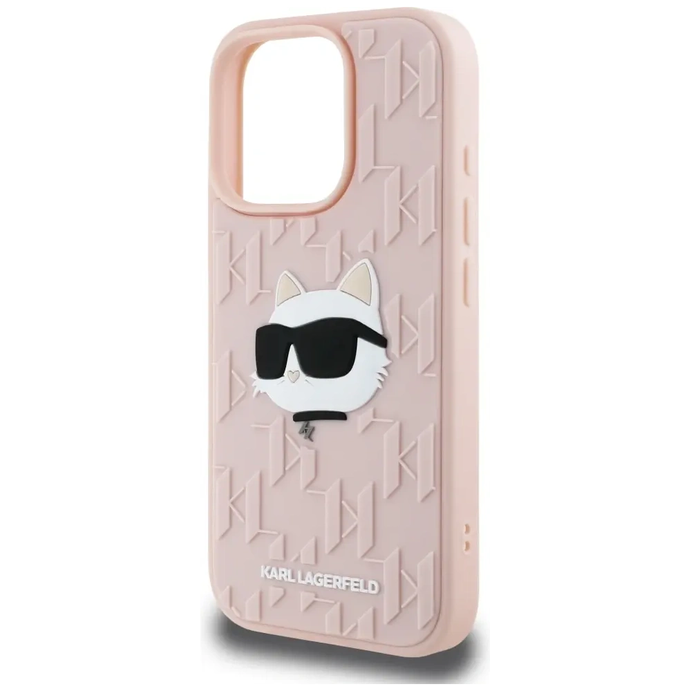 Etui Karl Lagerfeld 3D Rubber Monogram & Choupette do Apple iPhone 16 Pro różowy