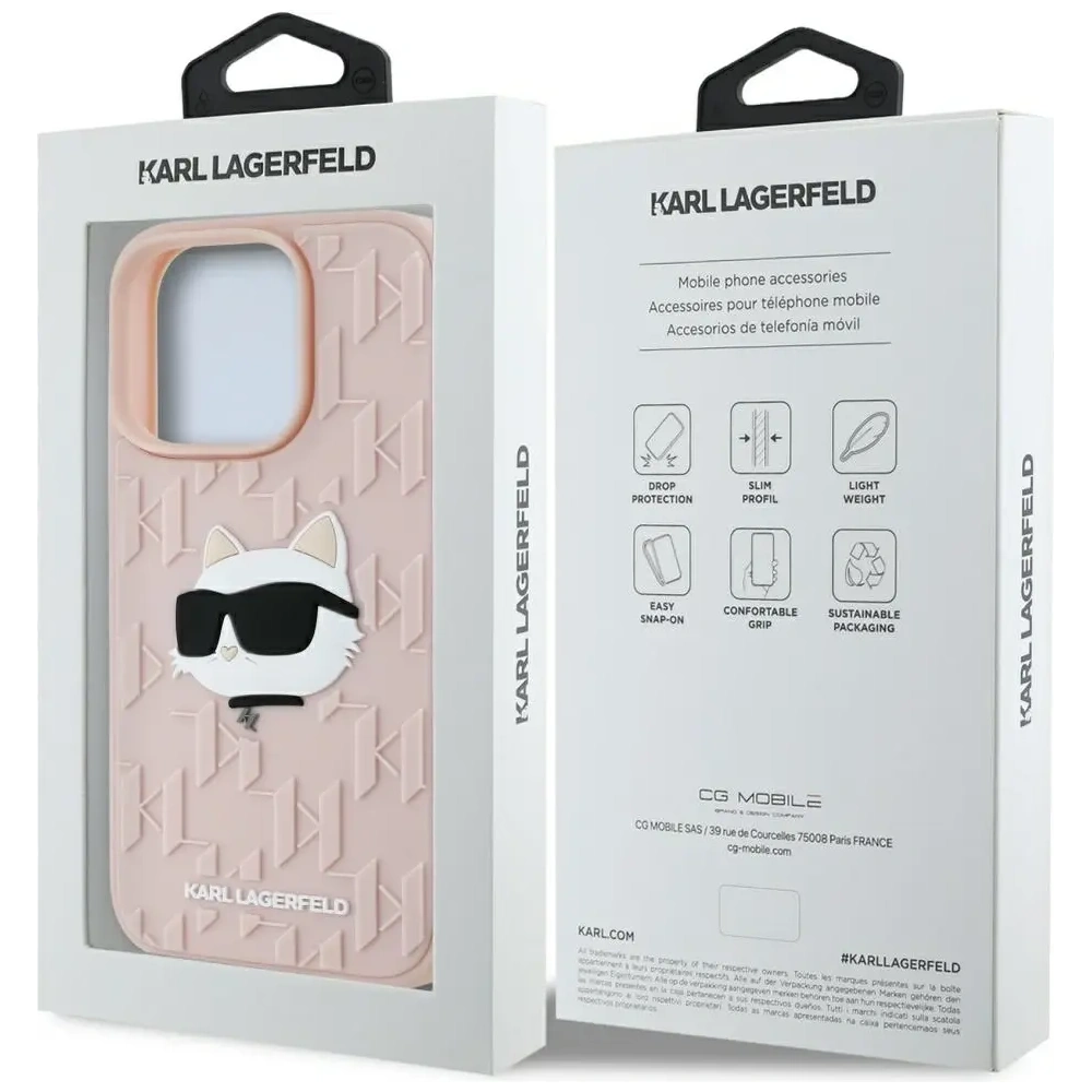 Etui Karl Lagerfeld 3D Rubber Monogram & Choupette do Apple iPhone 16 Pro różowy