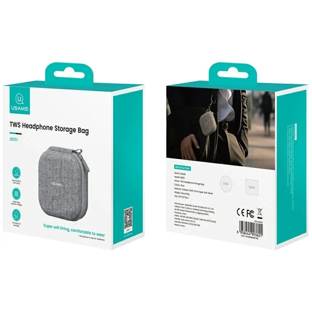 Etui na słuchawki TWS USAMS ZB351 szary