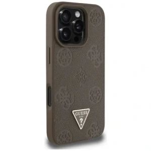 Kup Etui Guess Grained Hot Stamp Peony Triangle Logo MagSafe do Apple iPhone 16 Pro brązowy - GUE4519 - {ean13} - Sklep Home Screen