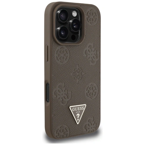 Kup Guess Hnědý grained hot stamp logo pivoňky ve tvaru trojúhelníku MagSafe Apple iPhone 16 Pro - GUE4519 - {ean13} - Sklep Home Screen