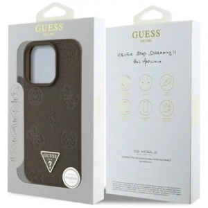 Kup Etui Guess Grained Hot Stamp Peony Triangle Logo MagSafe do Apple iPhone 16 Pro brązowy - GUE4519 - {ean13} - Sklep Home Screen