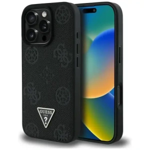 Kup Etui Guess Grained Hot Stamp Peony Triangle Logo MagSafe do Apple iPhone 16 Pro czarny - GUE4520 - {ean13} - Sklep Home Screen