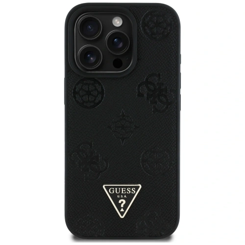 Buy Guess Grained Hot Stamp Peony Triangle Logo MagSafe Apple iPhone 16 Pro black - GUE4520 - {ean13} - Home Screen Store Europe