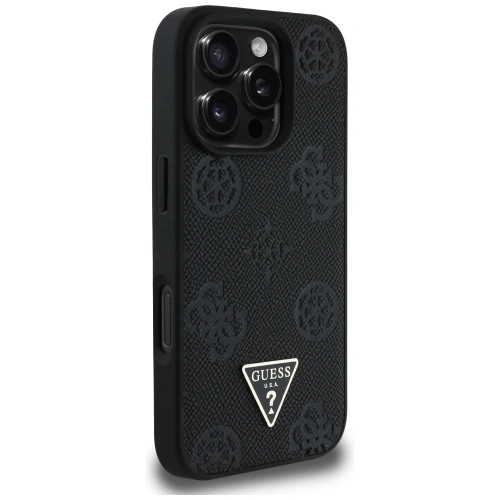 Buy Guess Grained Hot Stamp Peony Triangle Logo MagSafe Apple iPhone 16 Pro black - GUE4520 - {ean13} - Home Screen Store Europe