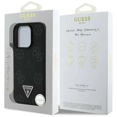 Buy Guess Grained Hot Stamp Peony Triangle Logo MagSafe Apple iPhone 16 Pro black - GUE4520 - {ean13} - Home Screen Store Europe