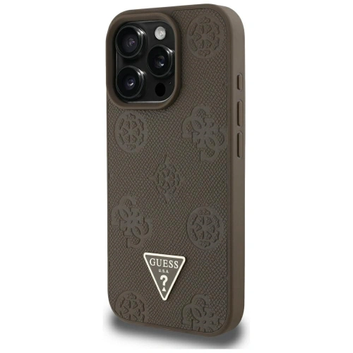 Kup Etui Guess Grained Hot Stamp Peony Triangle Logo MagSafe do Apple iPhone 16 Pro Max brązowy - GUE4521 - {ean13} - Sklep Home Screen