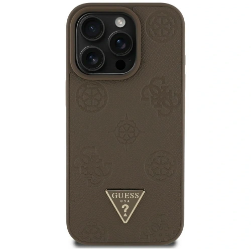 Buy Guess Grained Hot Stamp Peony Triangle Logo MagSafe Apple iPhone 16 Pro Max brown - GUE4521 - {ean13} - Home Screen Store Europe