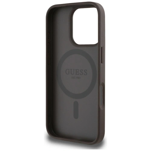 Kup Etui Guess Grained Hot Stamp Peony Triangle Logo MagSafe do Apple iPhone 16 Pro Max brązowy - GUE4521 - {ean13} - Sklep Home Screen