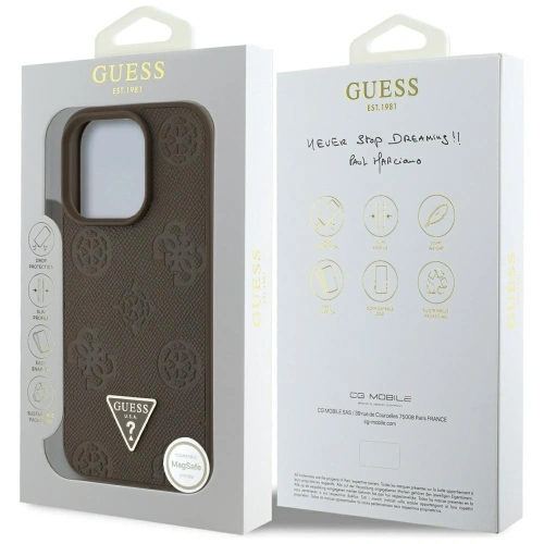 Kup Etui Guess Grained Hot Stamp Peony Triangle Logo MagSafe do Apple iPhone 16 Pro Max brązowy - GUE4521 - {ean13} - Sklep Home Screen