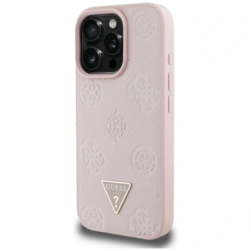 Kup Guess Grained Hot Stamp Peony Triangle Logo MagSafe Apple iPhone 16 Pro Max rózsaszín - GUE4523 - {ean13} - Sklep Home Screen