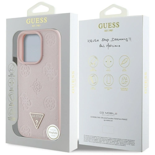 Kup Guess Grained Hot Stamp Peony Triangle Logo MagSafe Apple iPhone 16 Pro Max rózsaszín - GUE4523 - {ean13} - Sklep Home Screen