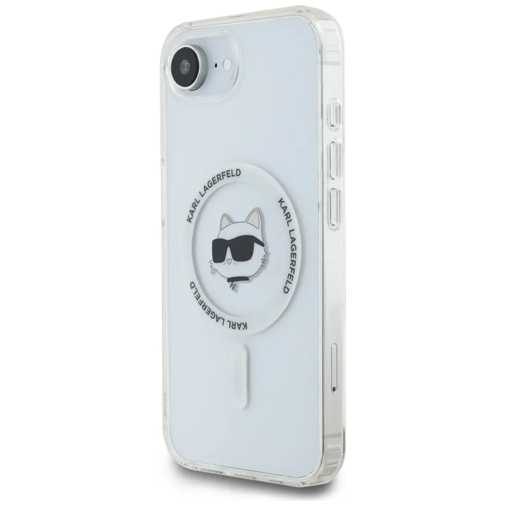 Etui Karl Lagerfeld IML Metal Choupette Head MagSafe do Apple iPhone 16e biały