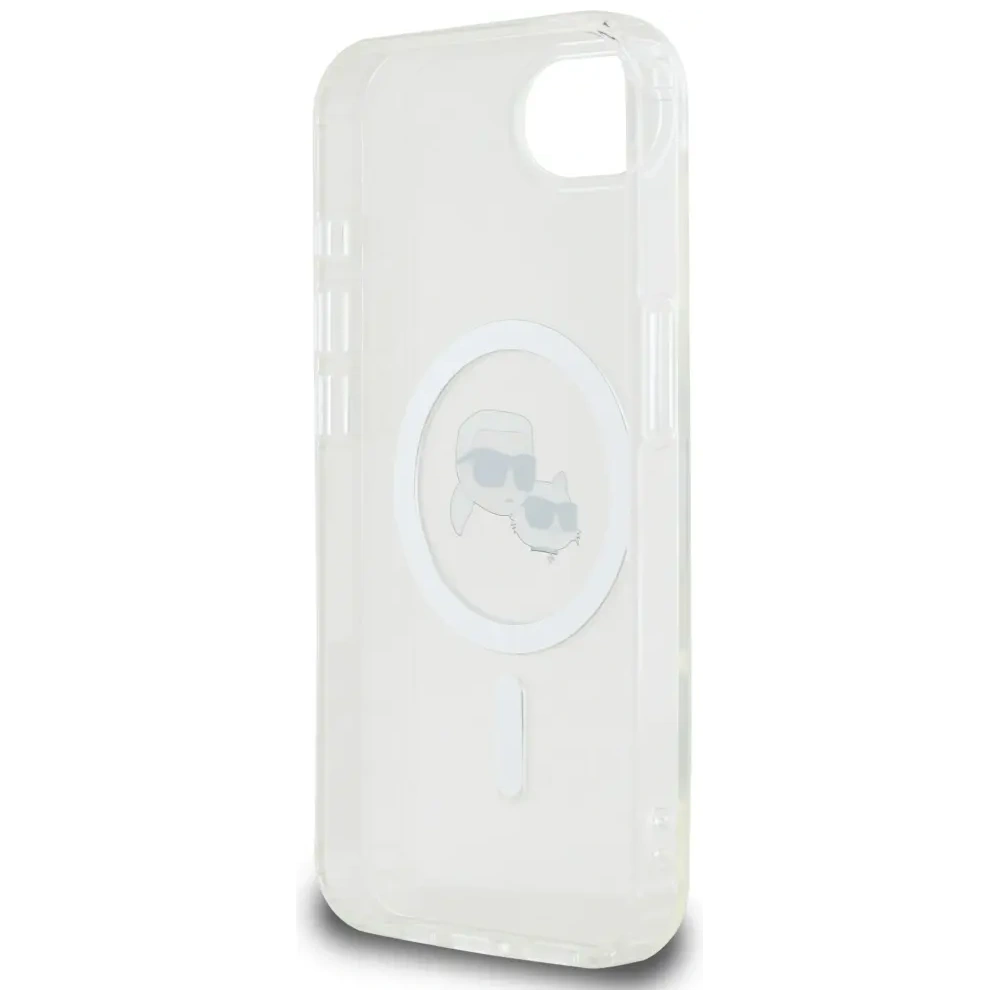 Etui Karl Lagerfeld IML Metal Karl & Choupette Heads MagSafe do Apple iPhone 16e biały