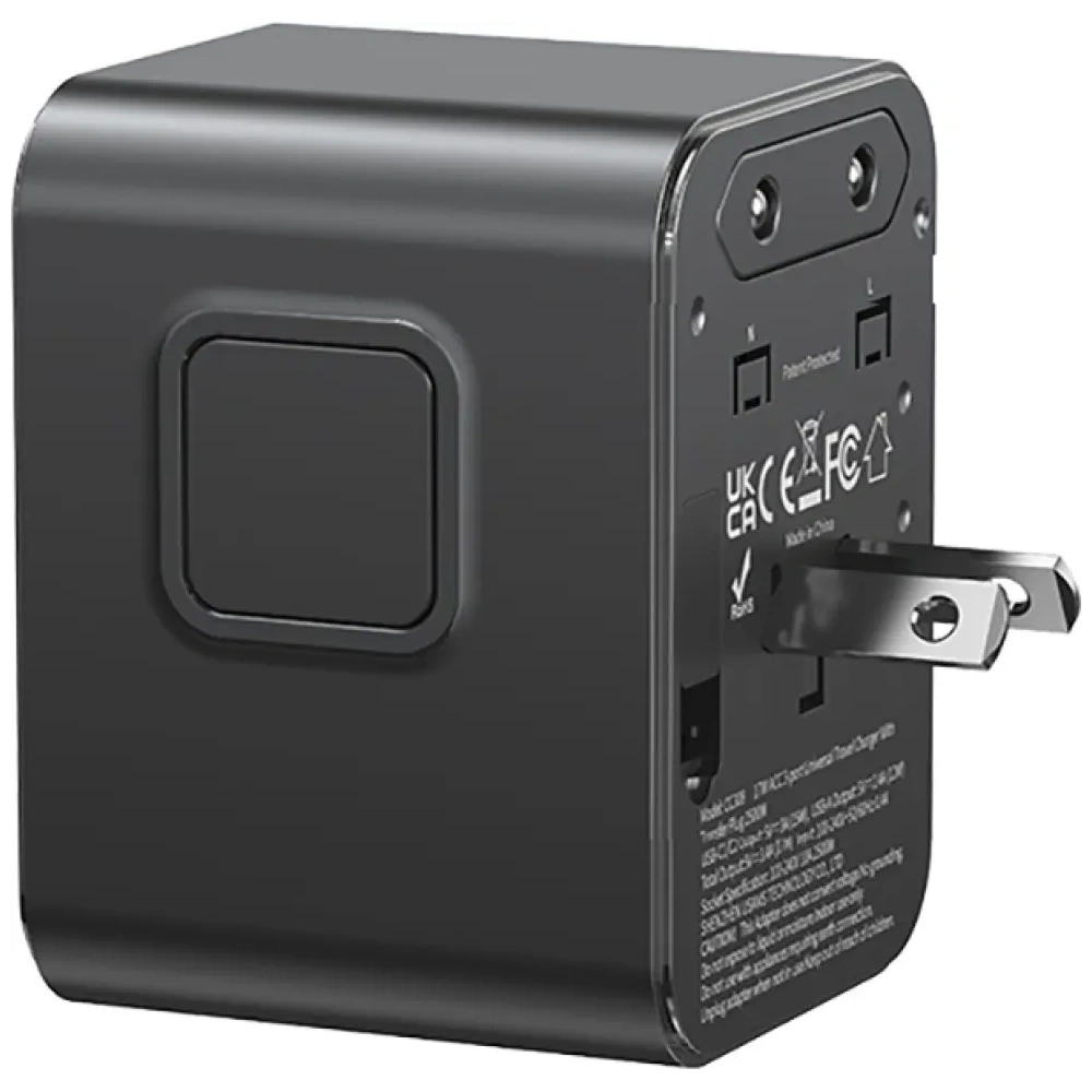 Ładowarka sieciowa USAMS Travel Adapter CC308 USB-C + USB-A 17W 4w1 US/AU/EU/UK czarny