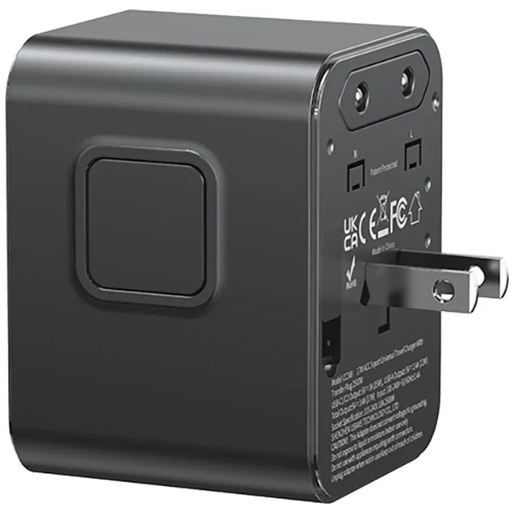 Ładowarka sieciowa USAMS Travel Adapter CC308 USB-C + USB-A 17W 4w1 US/AU/EU/UK czarny