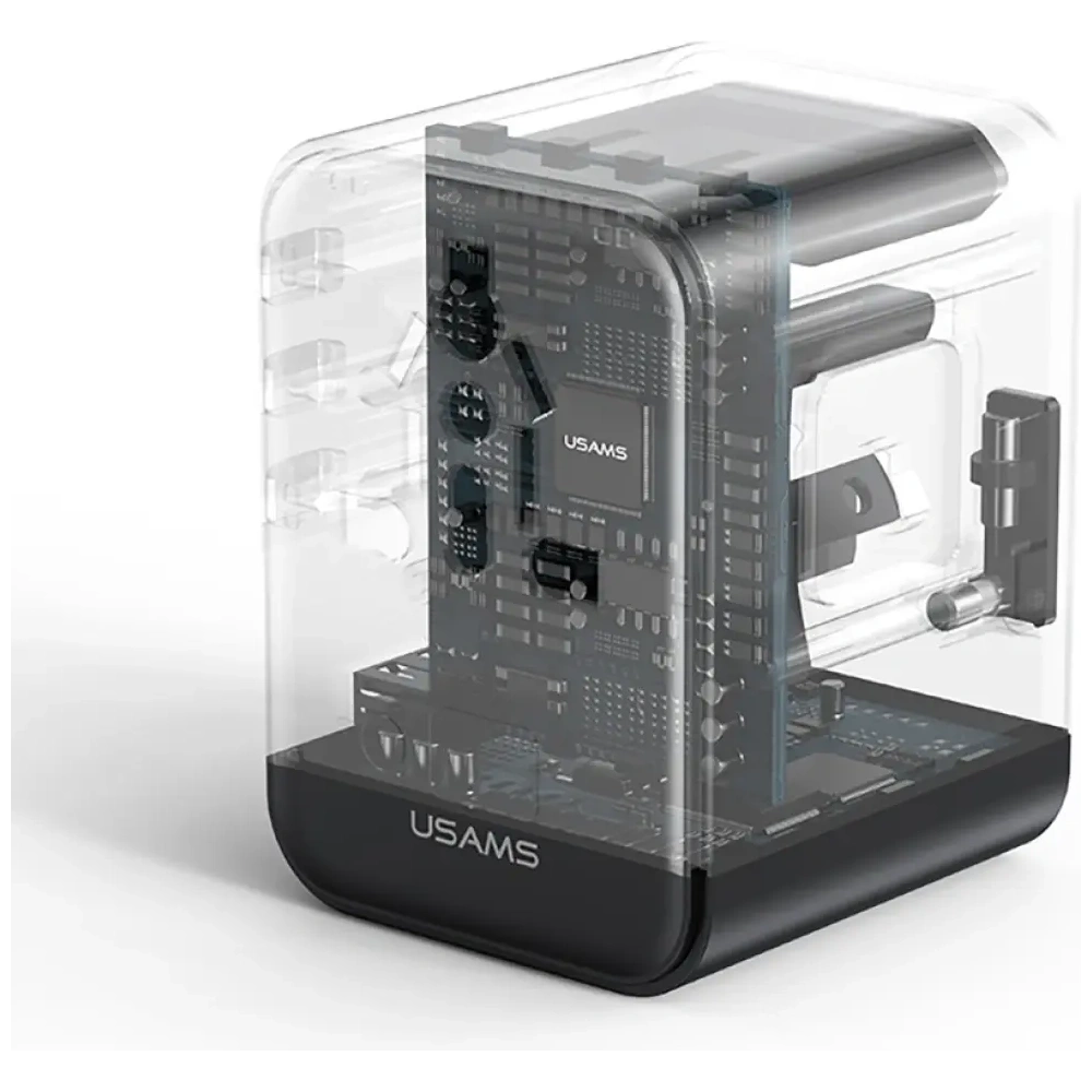 Ładowarka sieciowa USAMS Travel Adapter CC308 USB-C + USB-A 17W 4w1 US/AU/EU/UK czarny