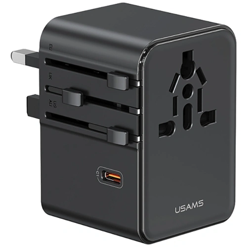 Kup Adaptor de călătorie USAMS CC310 3xUSB-C 70W 4in1 US/AU/EU/UK negru - USA1233 - {ean13} - Sklep Home Screen
