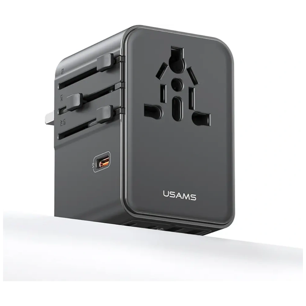 Ładowarka sieciowa USAMS Travel Adapter CC310 3xUSB-C 70W 4w1 US/AU/EU/UK czarny