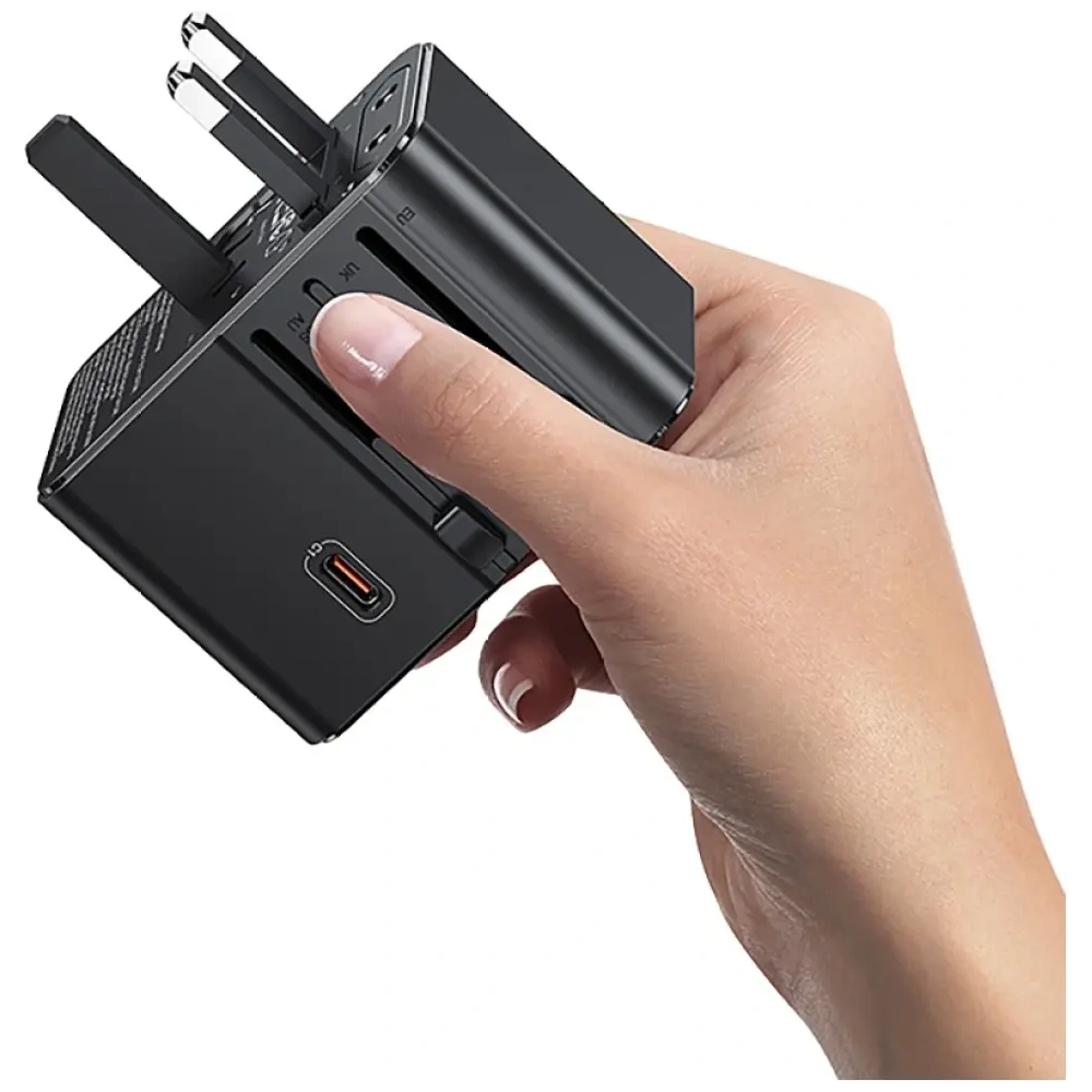 Ładowarka sieciowa USAMS Travel Adapter CC310 3xUSB-C 70W 4w1 US/AU/EU/UK czarny