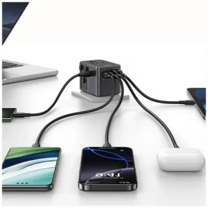 Kup USAMS Reiseadapter CC310 3xUSB-C 70W 4in1 US/AU/EU/UK schwarz - USA1233 - {ean13} - Sklep Home Screen