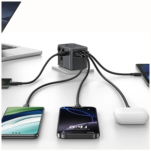 Kup Adaptor de călătorie USAMS CC310 3xUSB-C 70W 4in1 US/AU/EU/UK negru - USA1233 - {ean13} - Sklep Home Screen