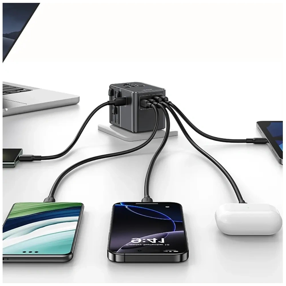 Ładowarka sieciowa USAMS Travel Adapter CC310 3xUSB-C 70W 4w1 US/AU/EU/UK czarny