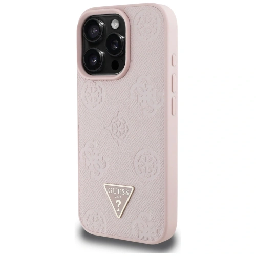 Buy Guess Grained Hot Stamp Peony Triangle Logo MagSafe Apple iPhone 16 Pro pink - GUE4524 - {ean13} - Home Screen Store Europe