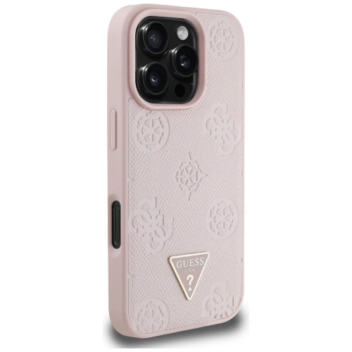 Buy Guess Grained Hot Stamp Peony Triangle Logo MagSafe Apple iPhone 16 Pro pink - GUE4524 - {ean13} - Home Screen Store Europe