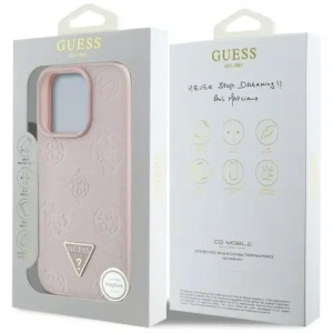 Kup Etui Guess Grained Hot Stamp Peony Triangle Logo MagSafe do Apple iPhone 16 Pro różowy - GUE4524 - {ean13} - Sklep Home Screen