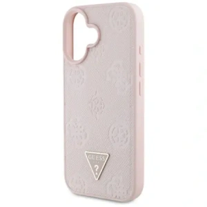 Buy Guess Grained Hot Stamp Peony Triangle Logo MagSafe Apple iPhone 16 pink - GUE4525 - {ean13} - Home Screen Store Europe