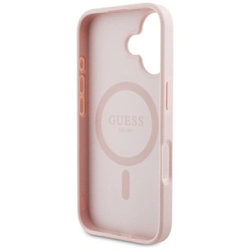 Kup Guess Hot Stamp cu granulație Logo Triunghi Peony MagSafe Apple iPhone 16 roz - GUE4525 - {ean13} - Sklep Home Screen