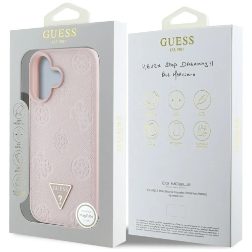 Kup Guess Hot Stamp cu granulație Logo Triunghi Peony MagSafe Apple iPhone 16 roz - GUE4525 - {ean13} - Sklep Home Screen