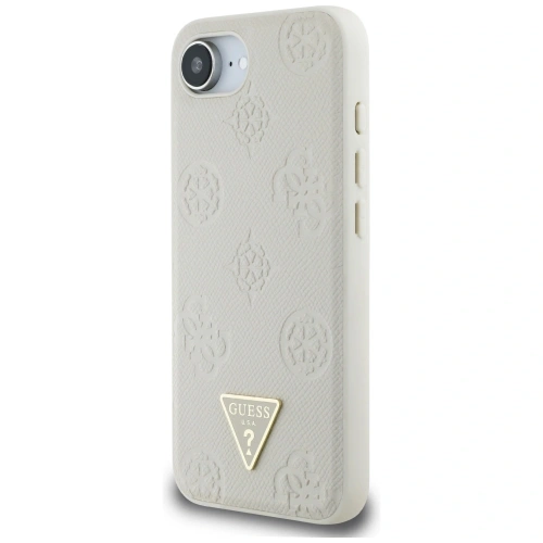 Buy Guess Grained Hot Stamp Peony Triangle Logo MagSafe Apple iPhone 16e beige - GUE4526 - {ean13} - Home Screen Store Europe