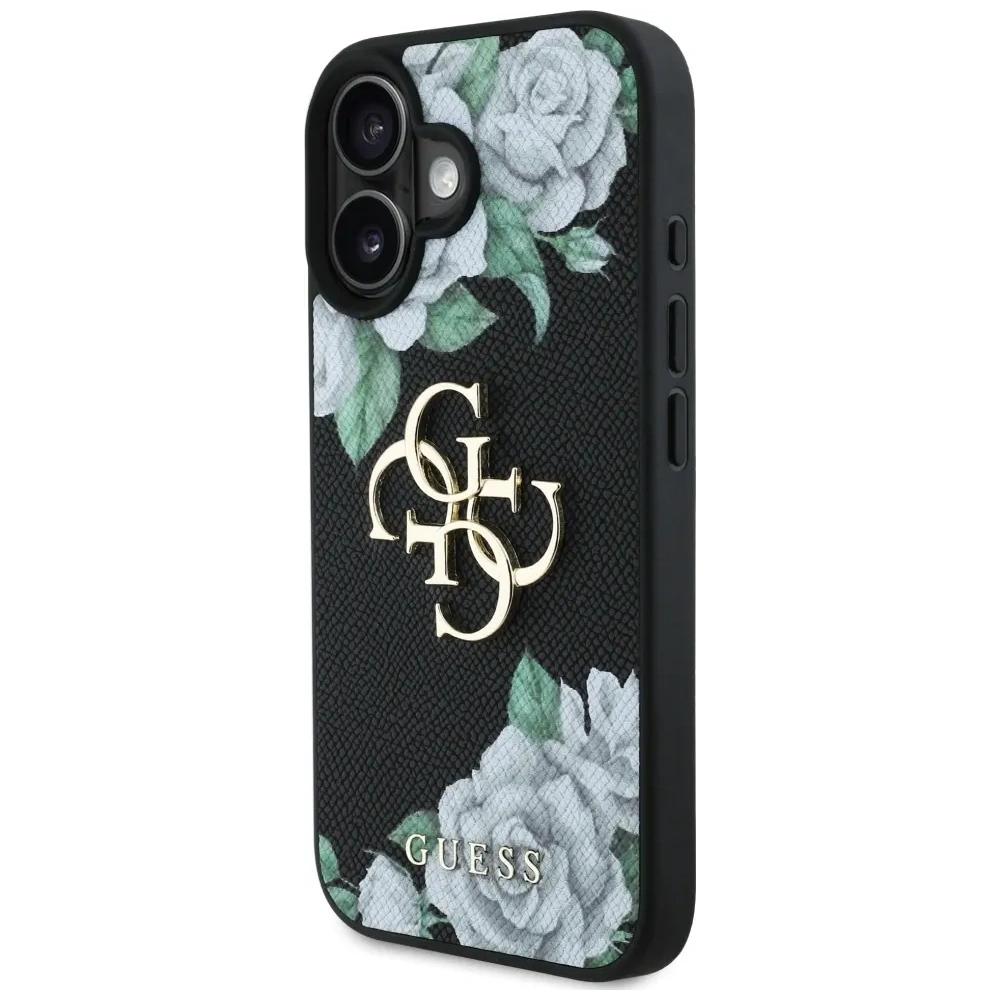 Etui Guess Grained Roses Big 4G logo do Apple iPhone 16 czarny